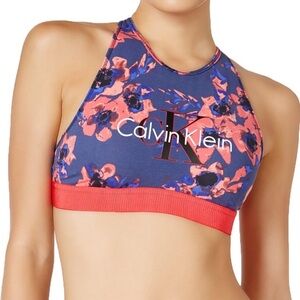 Calvin Klein Floral Sports Bra - Blue and Pink